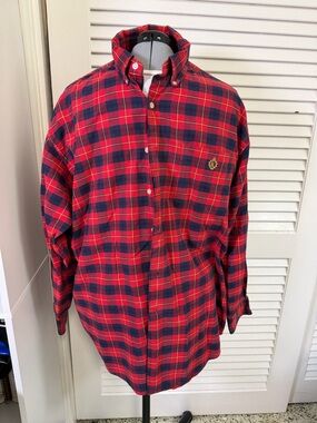 Ralph Lauren Red and Navy Plaid Button-Down Shirt